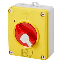 Interrupteur sectionneur - hp - urgence - en boitier isolant - 16a 2p - poigne rouge cadenassable - ip66/67/69 Réf. GW70431P