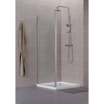 Paroi de douche Alterna Concerto retour fixe L 90 x H 195 cm profilé argent brillant verre transparent