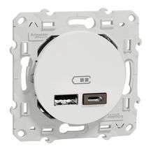 Odace - prise usb double - type a+c - blanc - 5 vcc - 2,4a Réf S520401