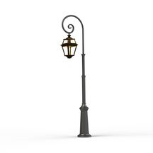 Lampadaire 1 tête avec crosse Place Des Vosges 2 - version modèle 9 - télescopique - E27 - IP44 - diffuseurs en verre clair - lampadaire en aluminium - finition patine dorée 009 Réf. 148009009