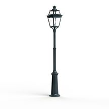 Lampadaire 1 tête Place Des Vosges 3 - version modèle 6 - télescopique - E27 - IP44 - diffuseurs en verre clair - lampadaire en aluminium - finition patine vert de gris 008 Réf. 149006008