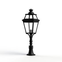 Borne Place Des Vosges 3 - version modèle 9 - hauteur 980 mm - E27 - IP44 - diffuseurs en verre clair - borne en aluminium - couleur RAL 9005 noir foncé 000 Réf. 149009000
