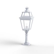 Borne Place Des Vosges 3 - version modèle 5 - hauteur 880 mm - E27 - IP44 - diffuseurs en verre clair - borne en aluminium - couleur blanc 001 Réf. 149005001