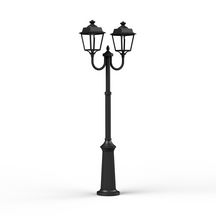 Lampadaire 2 têtes Place Des Vosges 1 Evolution - version modèle 13 - télescopique - E27 - IP44 - diffuseurs en méthacrylate clair - lampadaire en aluminium - couleur RAL 9005 noir foncé 000 Réf. 150033000