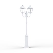 Lampadaire 2 têtes Place Des Vosges 1 Evolution - version modèle 13 - télescopique - E27 - IP44 - diffuseurs en méthacrylate clair - lampadaire en aluminium - couleur blanc 001 Réf. 150033001