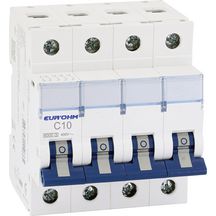 Disjoncteur 4P 10A courbe C connexion vis/vis 6kA NF réf: 20344