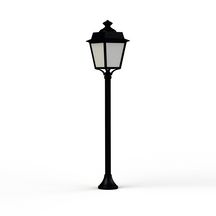 Pilier Place Des Vosges 1 Evolution - version modèle 10 - hauteur 1180 mm - E27 - IP65 - diffuseur en méthacrylate opale - pilier en aluminium - couleur RAL 9005 noir foncé 000 Réf. 150028000