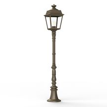 Pilier Place Des Vosges 1 Tradition - version modèle 11 - hauteur 1296 mm - E27 - IP44 - diffuseurs en verre clair - pilier en aluminium - couleur grès 054 Réf. 151017054
