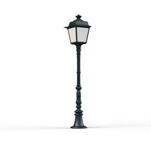Pilier Place Des Vosges 1 Tradition - version modèle 11 - hauteur 1296 mm - E27 - IP44 - diffuseurs en verre opale - pilier en aluminium - finition patine vert de gris 008 Réf. 151018008