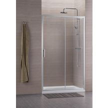 Paroi de douche Alterna Concerto accès de face coulissant 2 vantaux L 100 x H 195 cm profilé argent brillant verre transparent