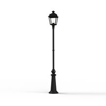 Lampadaire 1 tête Place Des Vosges 1 Tradition - version modèle 12 - hauteur 1967 mm - E27 - IP44 - diffuseurs en verre clair - lampadaire en aluminium - couleur RAL 9005 noir foncé 000 Réf. 151019000