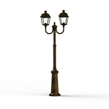 Lampadaire 2 têtes Place Des Vosges 1 Tradition - version modèle 13 - télescopique - E27 - IP44 - diffuseurs en verre clair - lampadaire en aluminium - finition patine dorée 009 Réf. 151021009