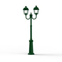 Lampadaire 2 têtes Place Des Vosges 1 Tradition - version modèle 13 - télescopique - E27 - IP44 - diffuseurs en verre clair - lampadaire en aluminium - couleur RAL 6009 vert sapin 067 Réf. 151021067