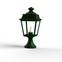 Borne Place Des Vosges 1 Tradition - version modèle 6 - hauteur 473 mm - E27 - IP44 - diffuseurs en verre clair - borne en aluminium - couleur RAL 6009 vert anglais 019 Réf. 151011019
