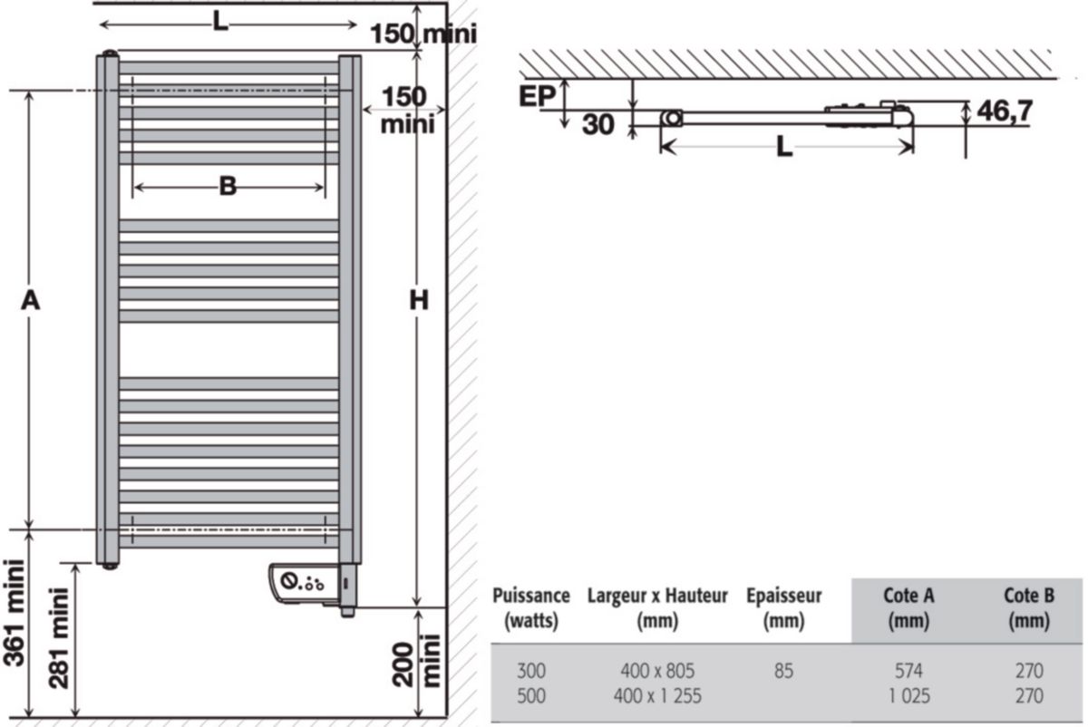 Sèche serviette électrique 2012 Plat 1000W