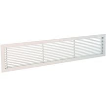 Grille murale de soufflage ou reprise GRIDLINED WALL F3 600X100 en RAL 9010 - Profils d'aluminium extrudés - Barres frontales fixes horizontales à 15° de déflexion - Cadre de largeur 23 mm 11050566
