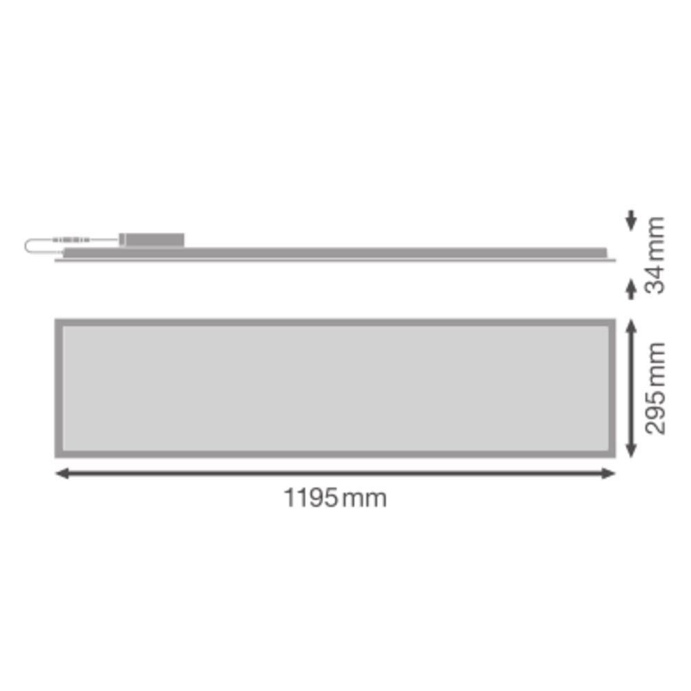 Panneau led 1200x300, cadre Alu blanc 33W, 3630lm, 110lm/W, 4000K réf: 4099854017209