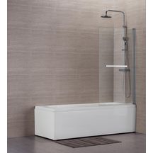 Pare baignoire Alterna Concerto 80 x 140 cm profilé blanc verre transparent poignée porte-serviette épaisseur du verre 6 mm